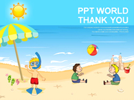 파라솔 모래성 PPT 템플릿 즐거운 여름휴가_슬라이드4