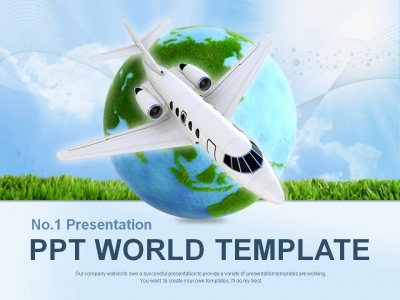 포지셔닝 프로세스 PPT 템플릿 비행기로 떠나는 세계여행